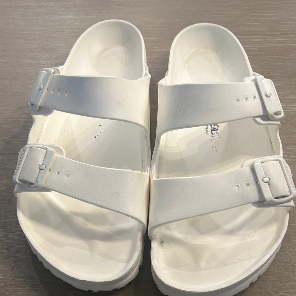 White Birkenstock Double Strap Sandals